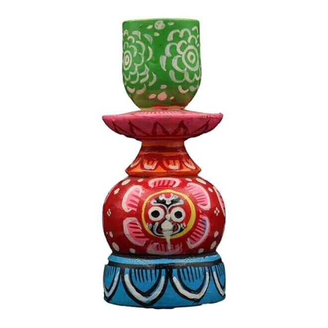 Jagannath Pattachitra Painting on Wooden Candle Stand