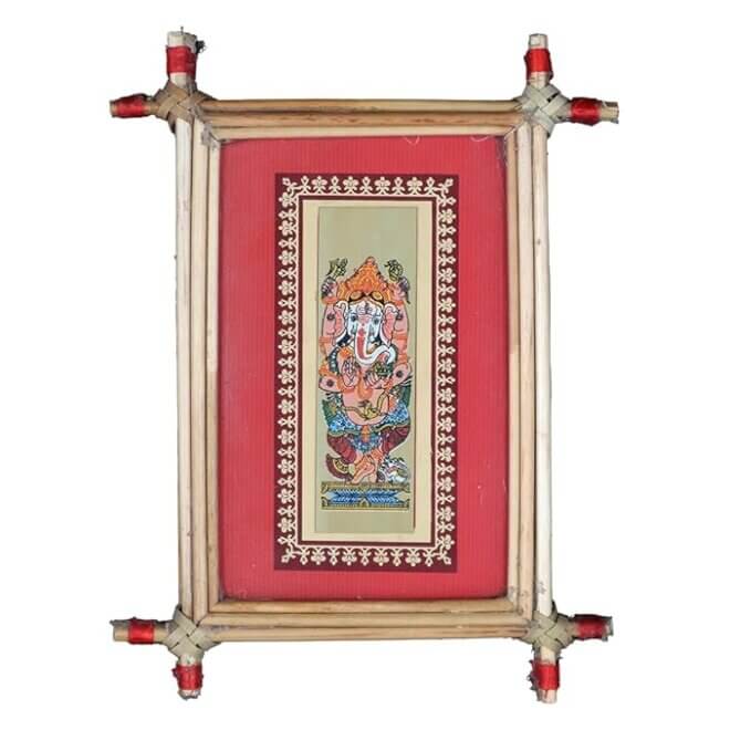 Lord Ganesha Image Printed on Palm Leaf Painting