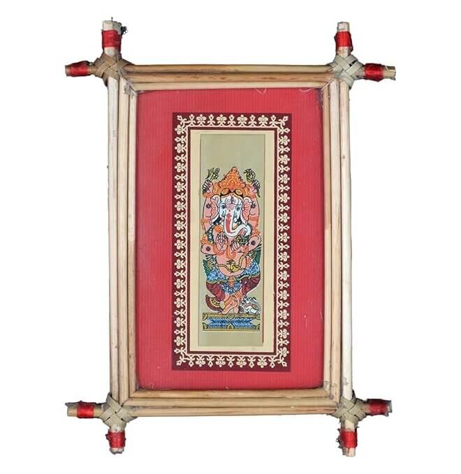 Lord Ganesha Image Printed on Palm Leaf Painting