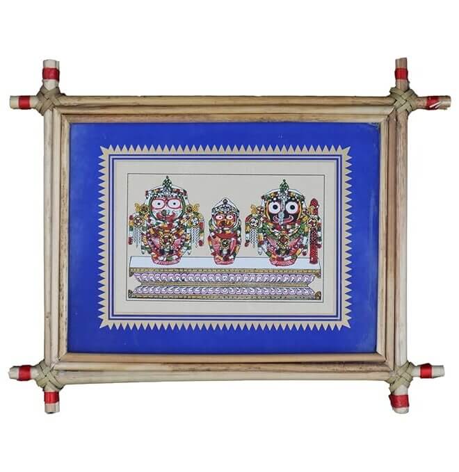 Lord Jagannath Image Printed Palm Leaf Painting in Violet