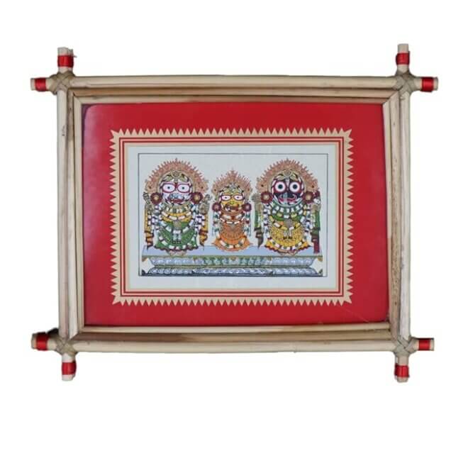 Palm Leaf Lord Jagannath and Siblings Wall Art Print Painting