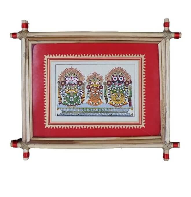 Palm Leaf Lord Jagannath and Siblings Wall Art Print Painting