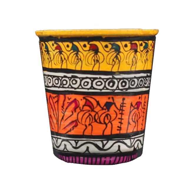 Terracotta Tribal Pattachitra Design on Water Glass