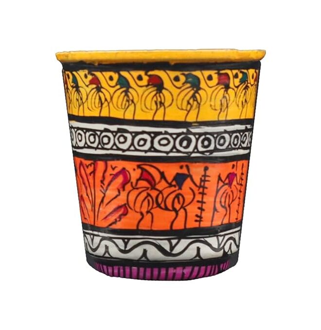 Terracotta Tribal Pattachitra Design on Water Glass