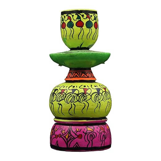 Wooden Tribal Art Candle Stand